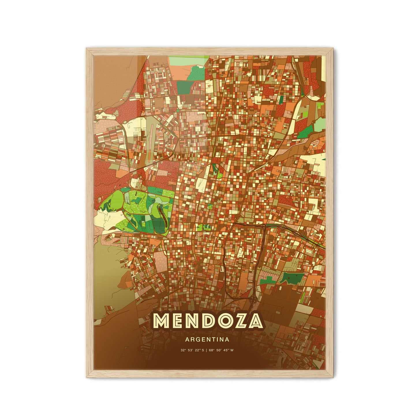 Colorful Mendoza Argentina Fine Art Map Farmhouse