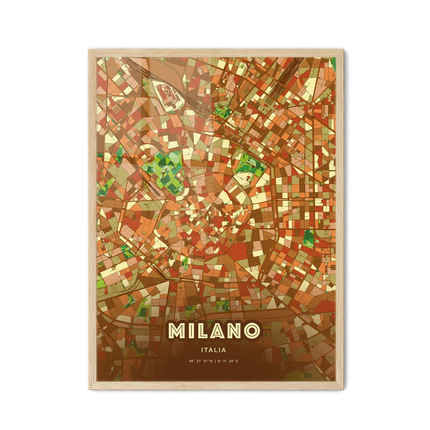 Colorful Milan Italy Fine Art Map Farmhouse
