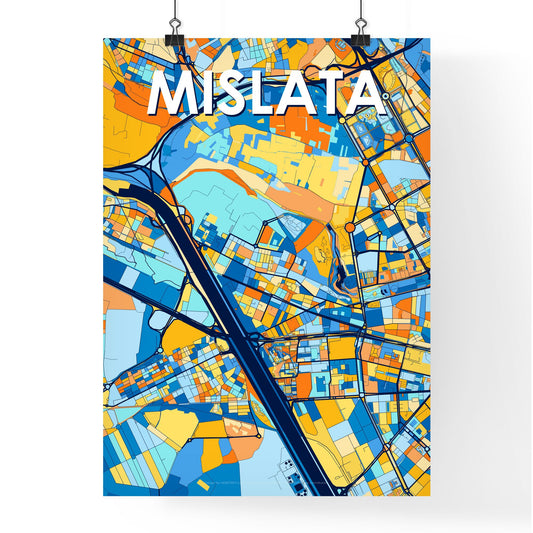 MISLATA SPAIN Vibrant Colorful Art Map Poster Blue Orange