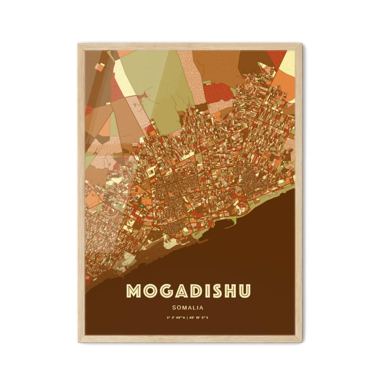 Colorful Mogadishu Somalia Fine Art Map Farmhouse