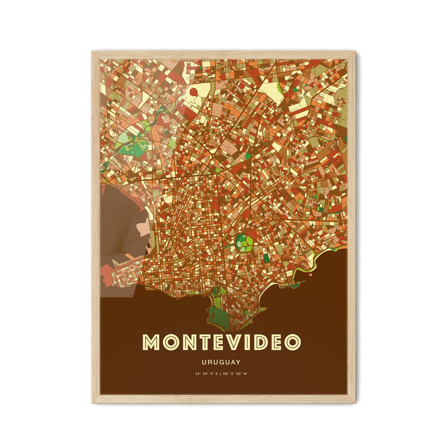 Colorful Montevideo Uruguay Fine Art Map Farmhouse