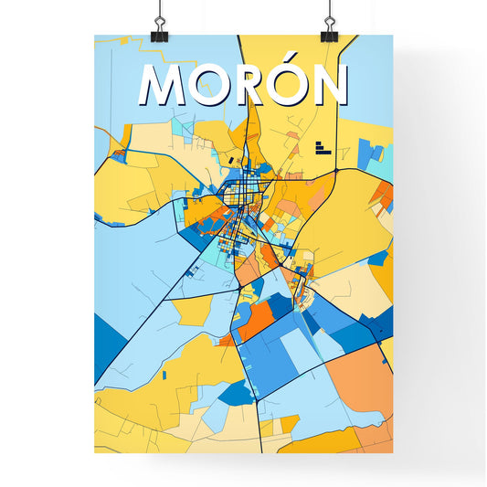 MORÓN CUBA Vibrant Colorful Art Map Poster Blue Orange
