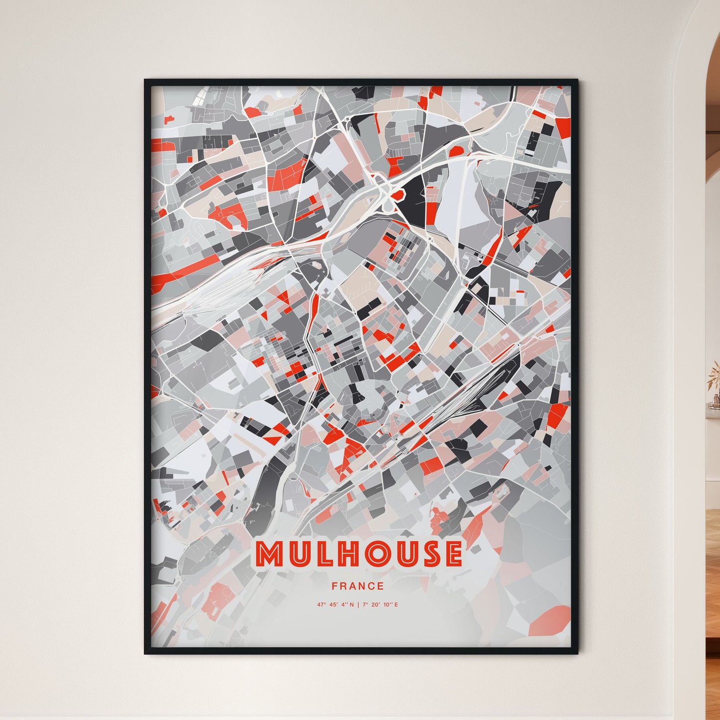 Colorful Mulhouse France Fine Art Map Modern Expressive