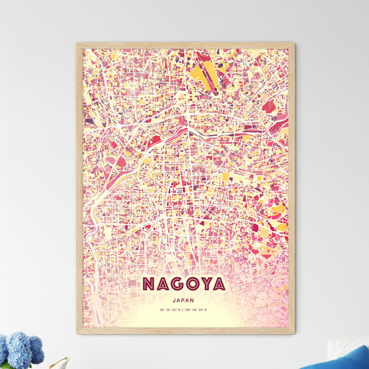 Colorful Nagoya Japan Fine Art Map Hot Red