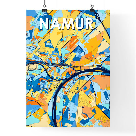 NAMUR BELGIUM Vibrant Colorful Art Map Poster Blue Orange