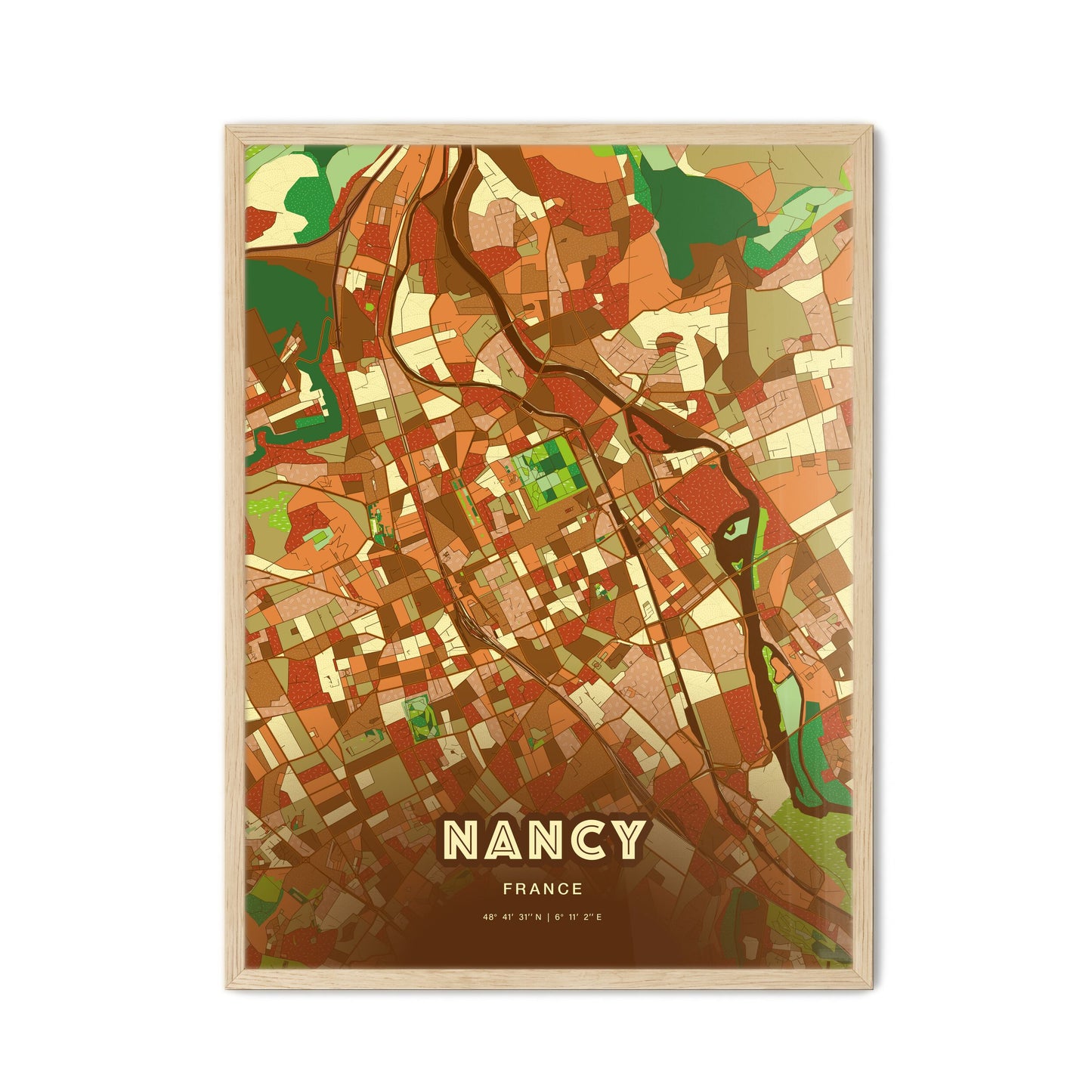 Colorful Nancy France Fine Art Map Farmhouse