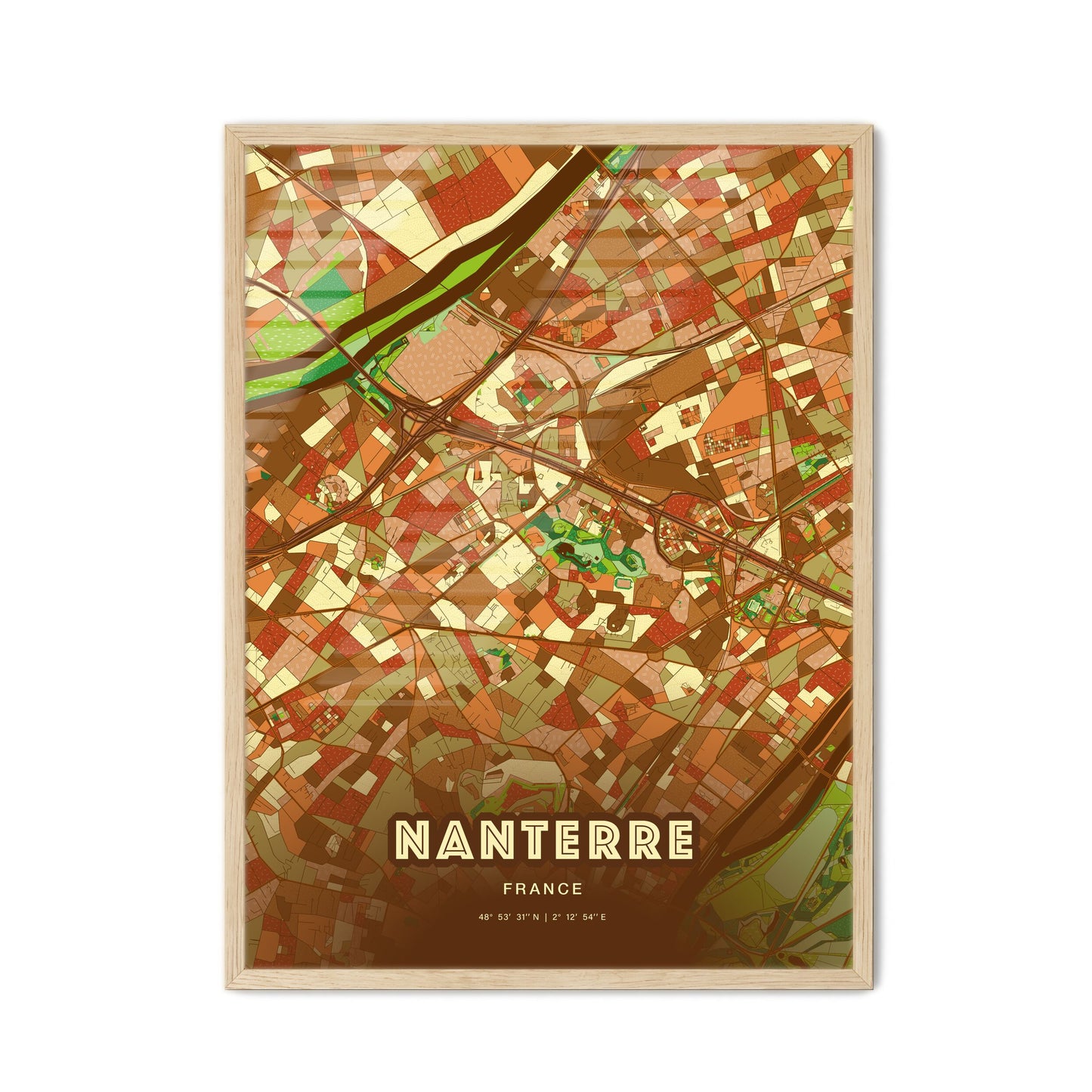 Colorful Nanterre France Fine Art Map Farmhouse