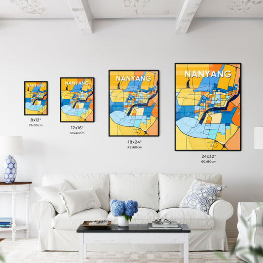NANYANG CHINA Vibrant Colorful Art Map Poster