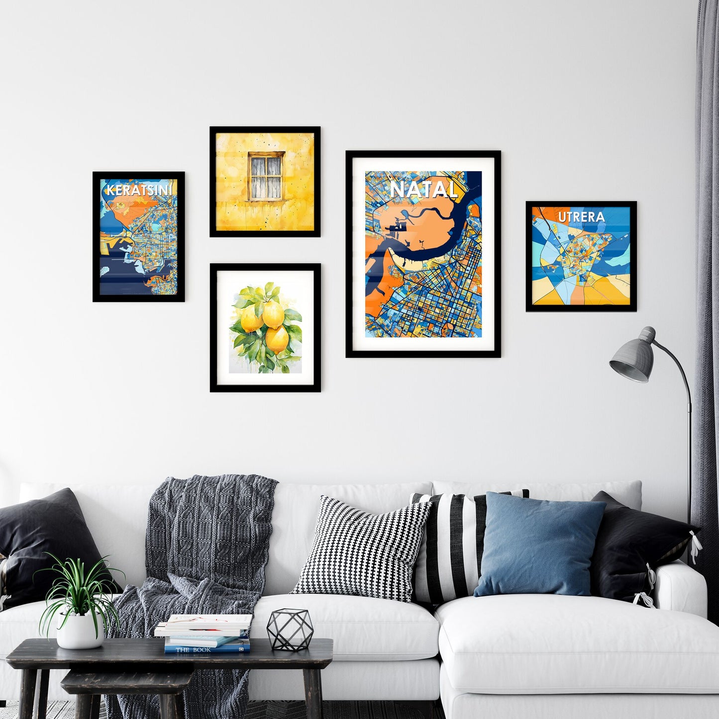 NATAL BRAZIL Vibrant Colorful Art Map Poster Blue Orange