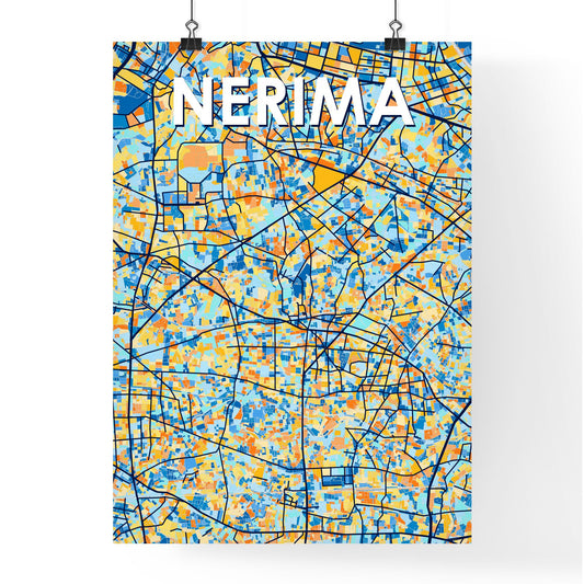 NERIMA JAPAN Vibrant Colorful Art Map Poster Blue Orange