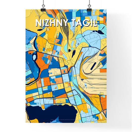 NIZHNY TAGIL RUSSIA Vibrant Colorful Art Map Poster Blue Orange
