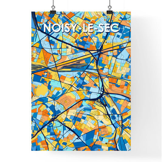 NOISY-LE-SEC FRANCE Vibrant Colorful Art Map Poster Blue Orange