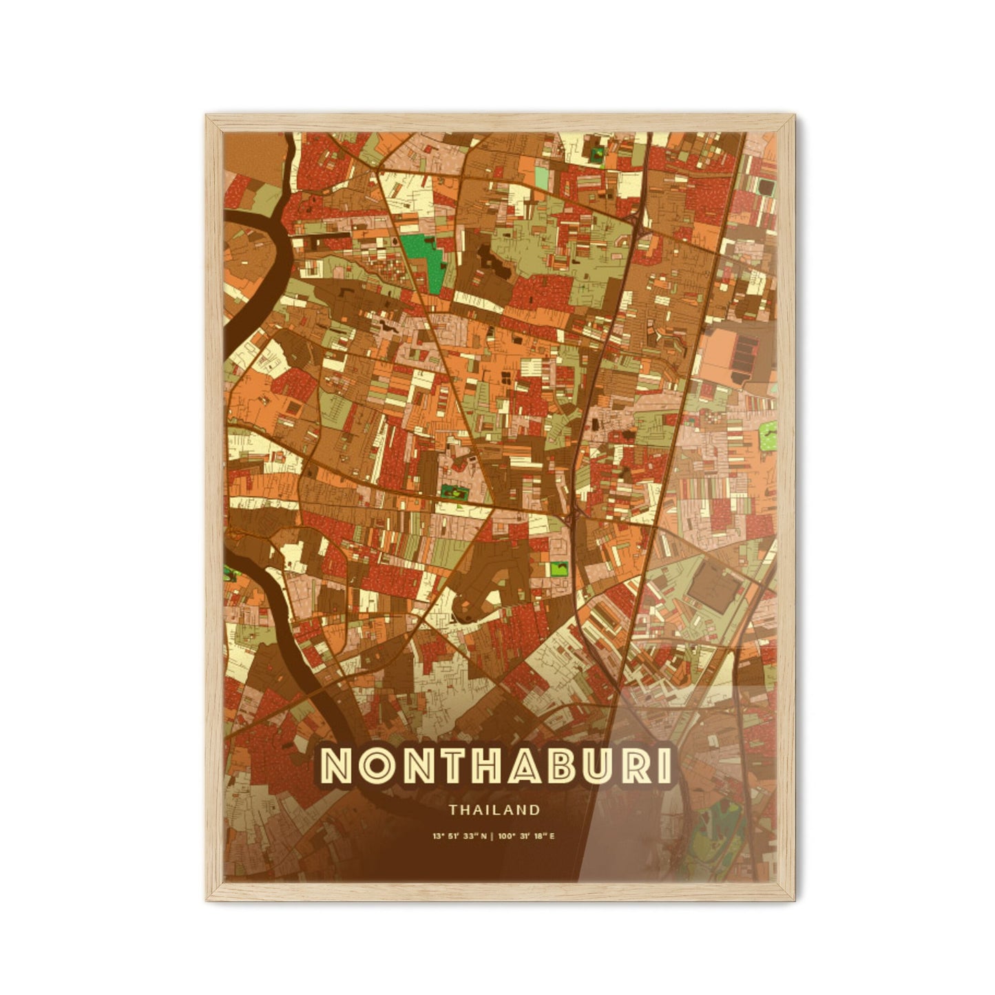 Colorful Nonthaburi Thailand Fine Art Map Farmhouse