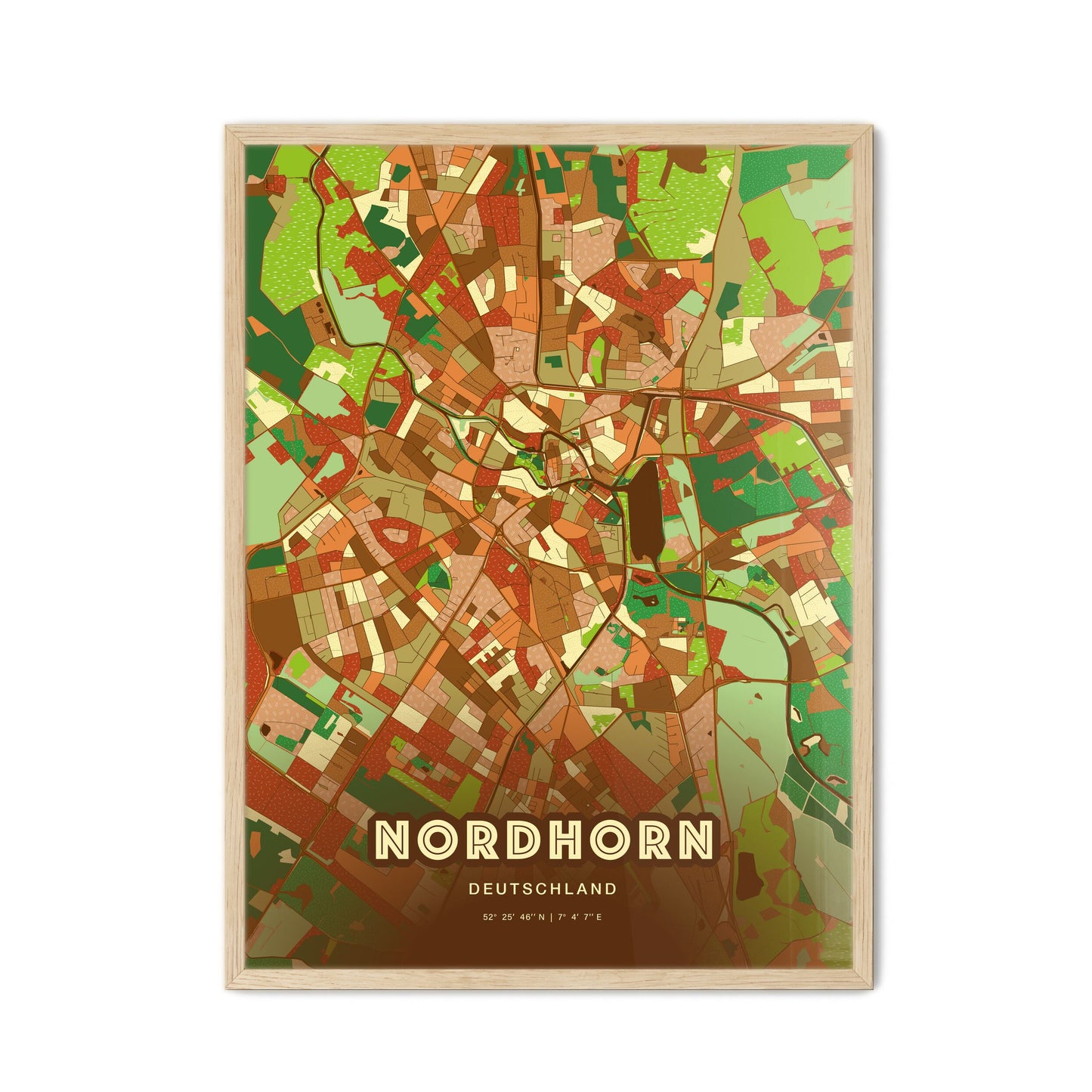 Colorful Nordhorn Germany Fine Art Map Farmhouse