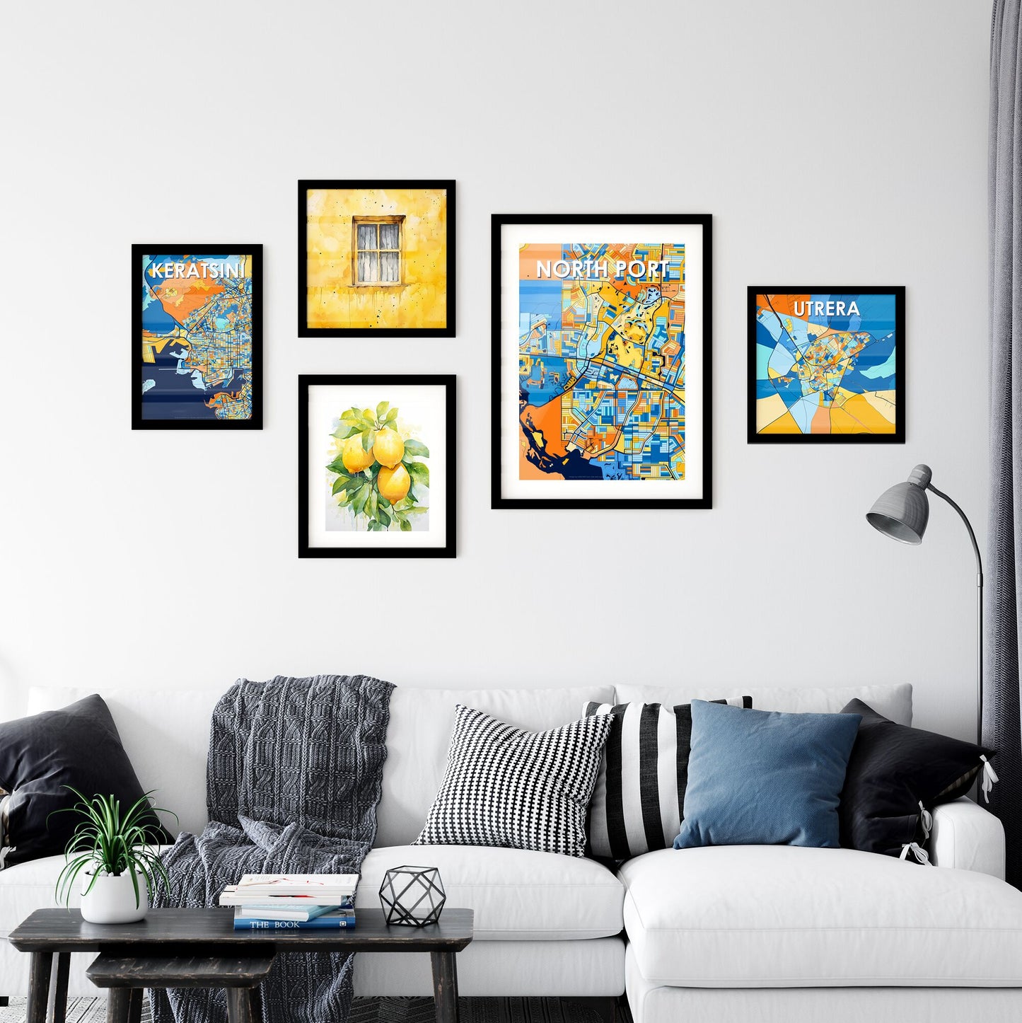 NORTH PORT FLORIDA Vibrant Colorful Art Map Poster Blue Orange