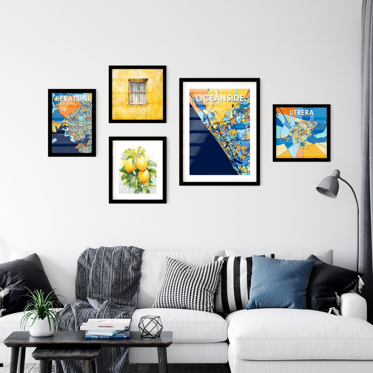 OCEANSIDE CALIFORNIA Vibrant Colorful Art Map Poster Blue Orange