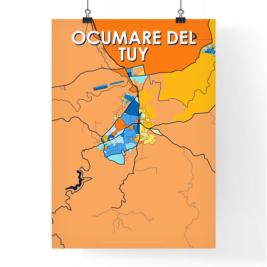 OCUMARE DEL TUY VENEZUELA Vibrant Colorful Art Map Poster Blue Orange