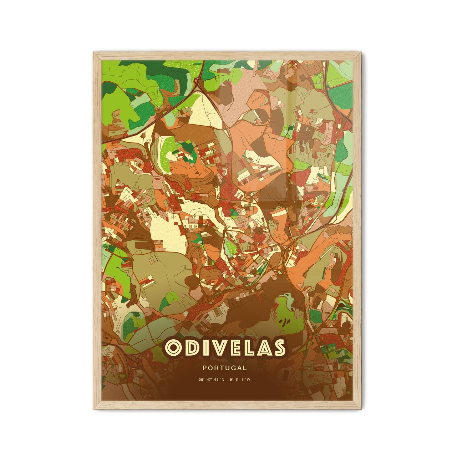 Colorful Odivelas Portugal Fine Art Map Farmhouse