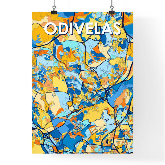 ODIVELAS PORTUGAL Vibrant Colorful Art Map Poster Blue Orange