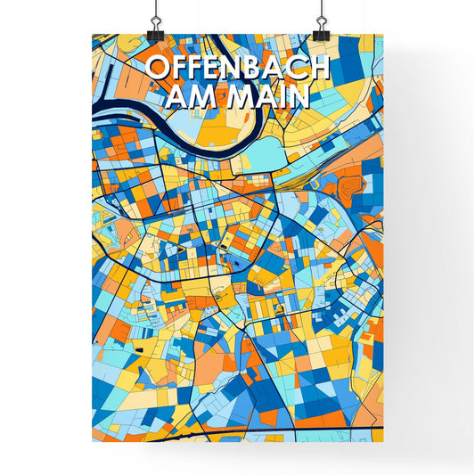 OFFENBACH AM MAIN GERMANY Vibrant Colorful Art Map Poster Blue Orange