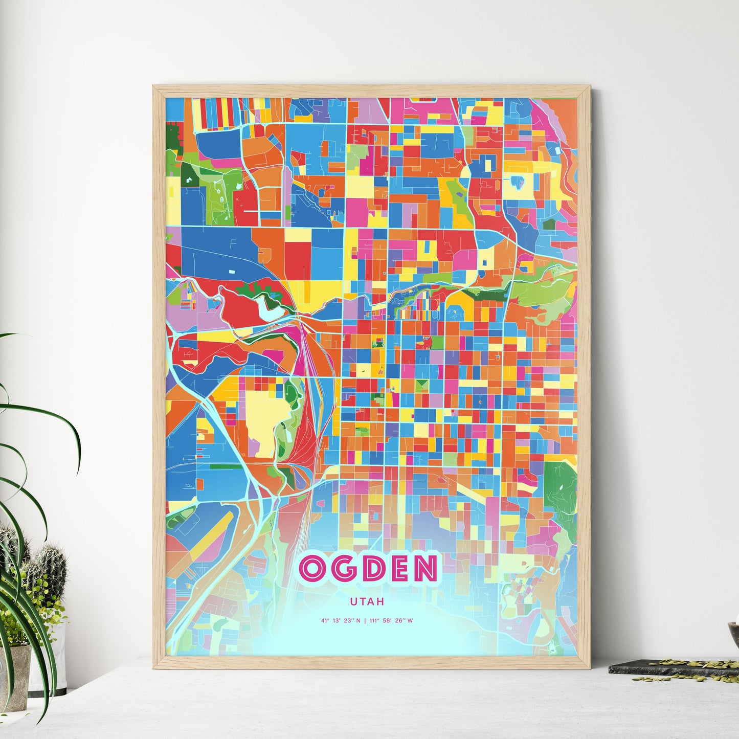 Colorful Ogden Utah Fine Art Map Crazy Colors