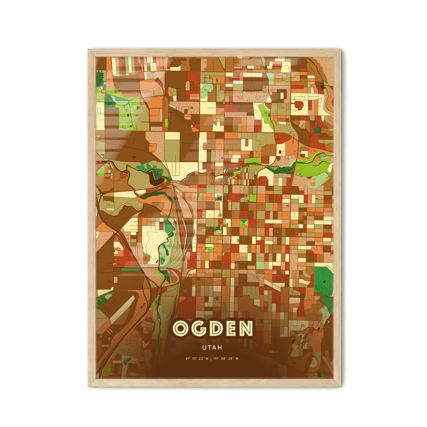 Colorful Ogden Utah Fine Art Map Farmhouse