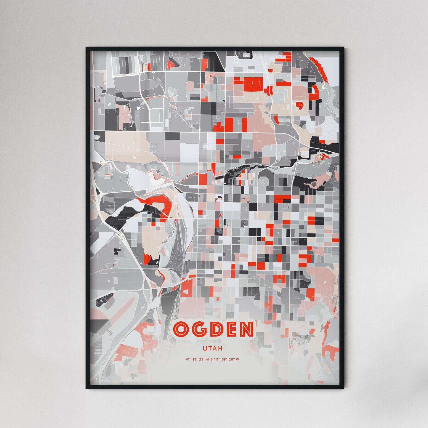 Colorful Ogden Utah Fine Art Map Modern Expressive