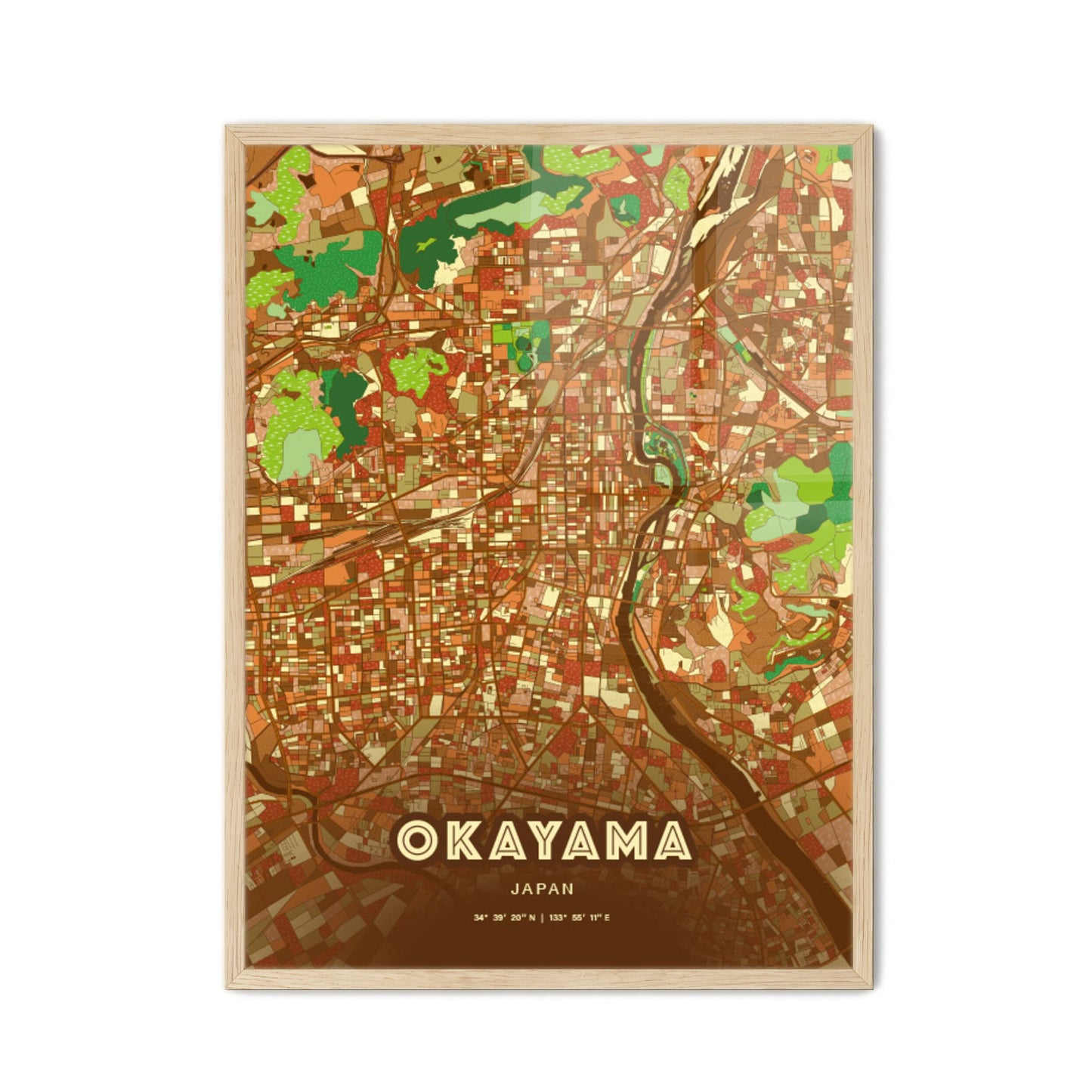 Colorful Okayama Japan Fine Art Map Farmhouse