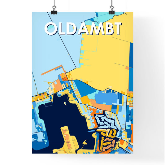 OLDAMBT NETHERLANDS Vibrant Colorful Art Map Poster Blue Orange