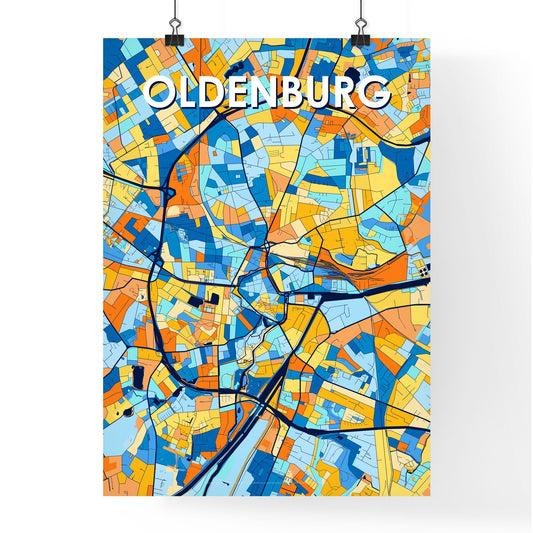 OLDENBURG GERMANY Vibrant Colorful Art Map Poster Blue Orange