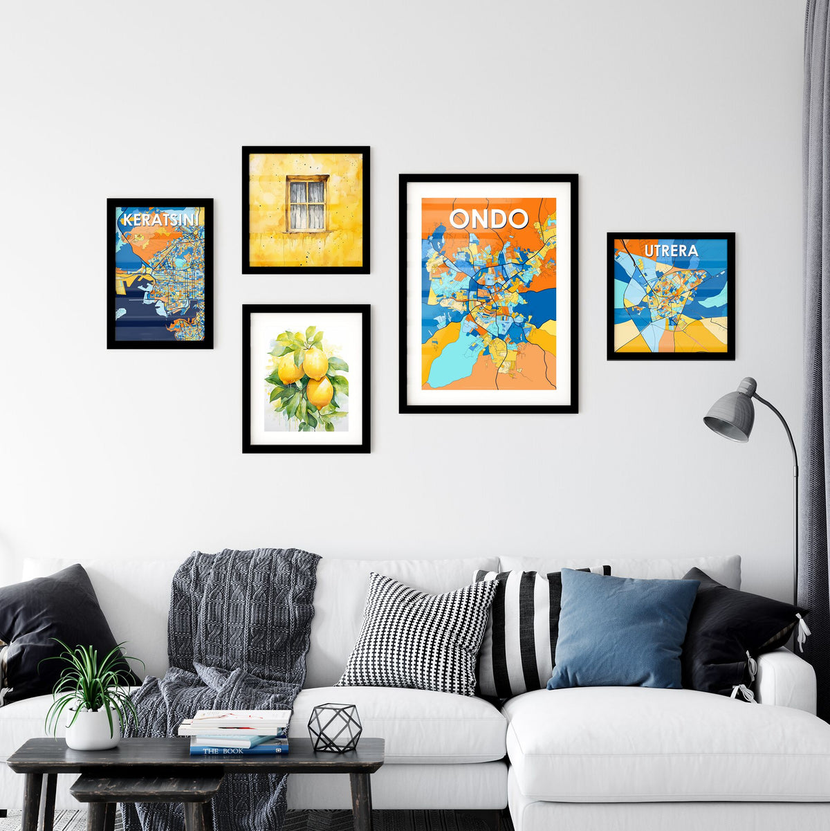 ONDO NIGERIA Vibrant Colorful Art Map Poster Blue Orange