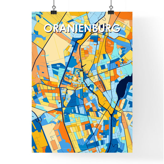 ORANIENBURG GERMANY Vibrant Colorful Art Map Poster Blue Orange