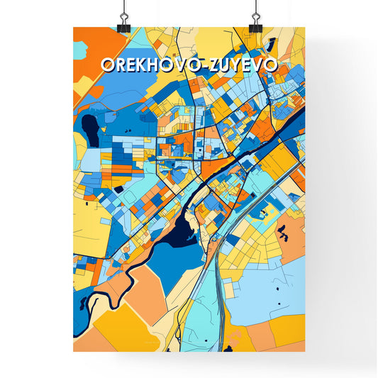 OREKHOVO-ZUYEVO RUSSIA Vibrant Colorful Art Map Poster Blue Orange