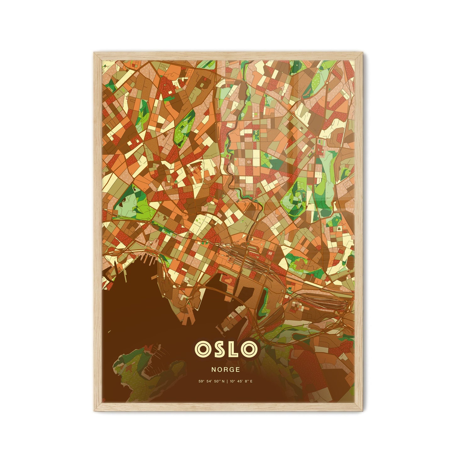 Colorful Oslo Norway Fine Art Map Farmhouse