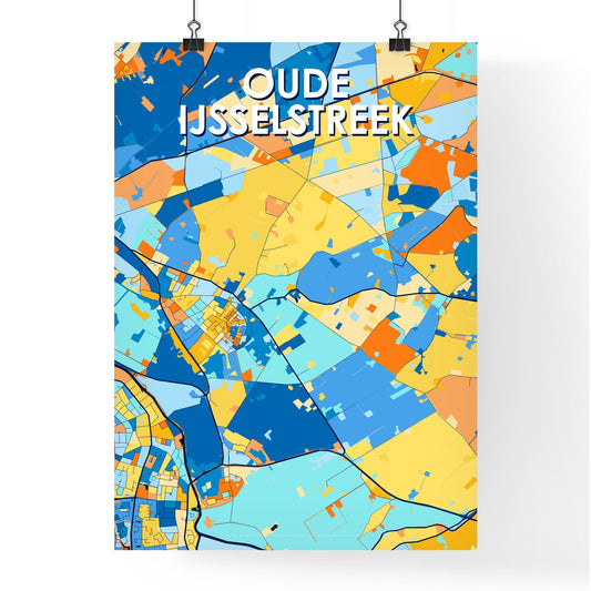 OUDE IJSSELSTREEK NETHERLANDS Vibrant Colorful Art Map Poster Blue Orange