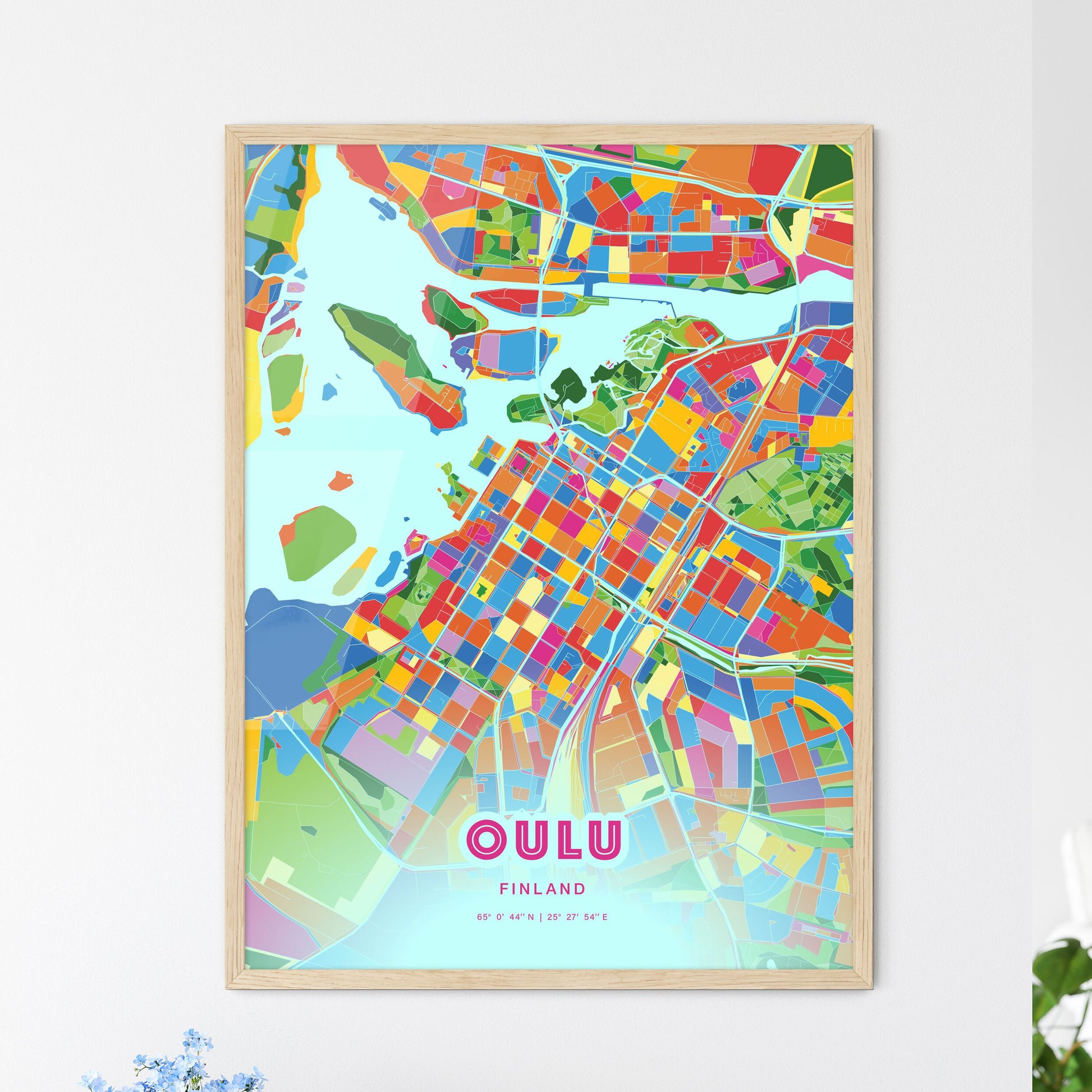 Colorful Oulu Finland Fine Art Map Crazy Colors