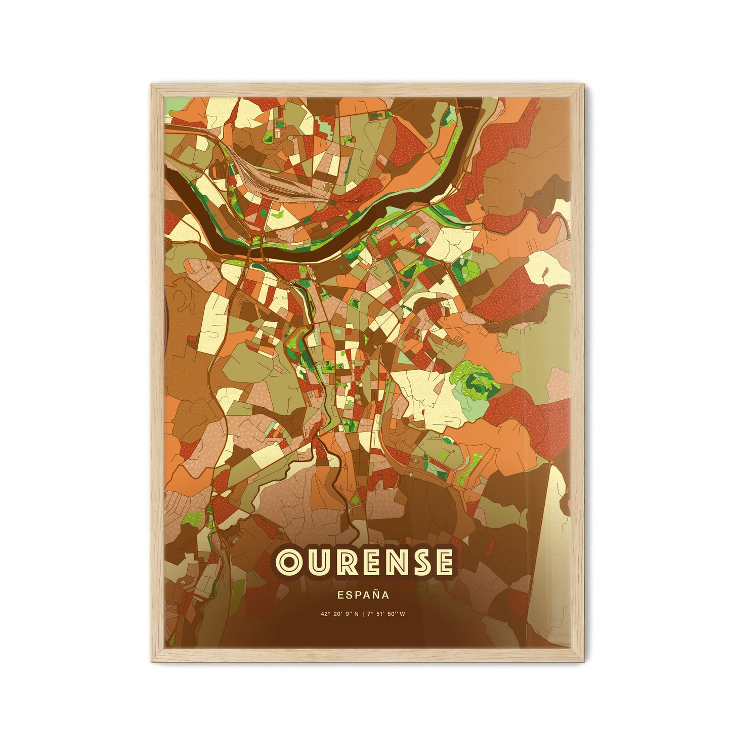 Colorful Ourense Spain Fine Art Map Farmhouse
