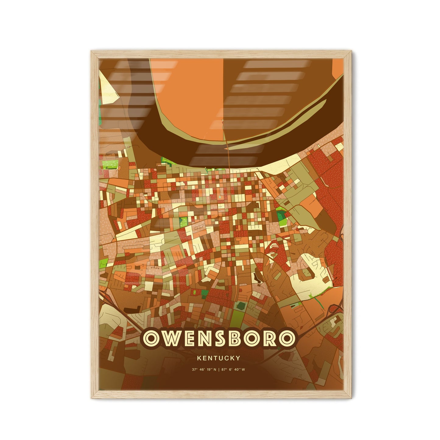 Colorful Owensboro Kentucky Fine Art Map Farmhouse