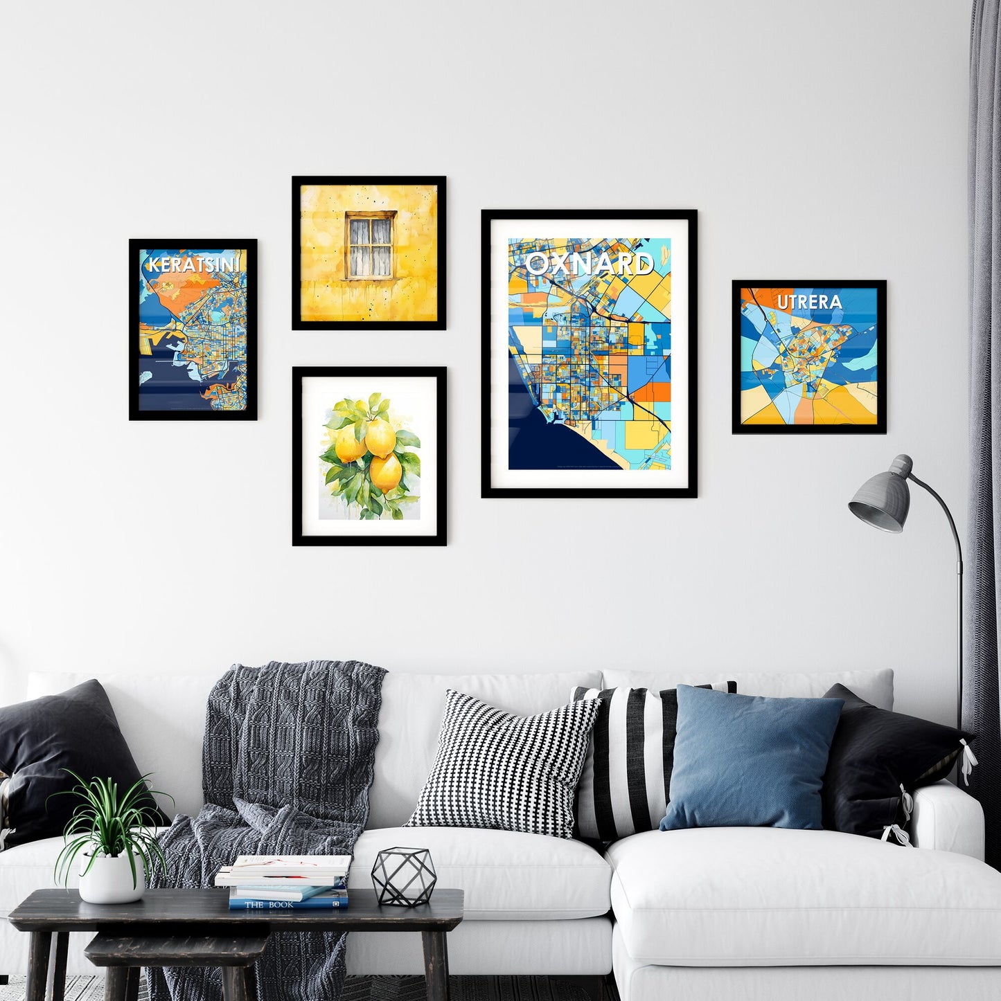 OXNARD CALIFORNIA Vibrant Colorful Art Map Poster Blue Orange