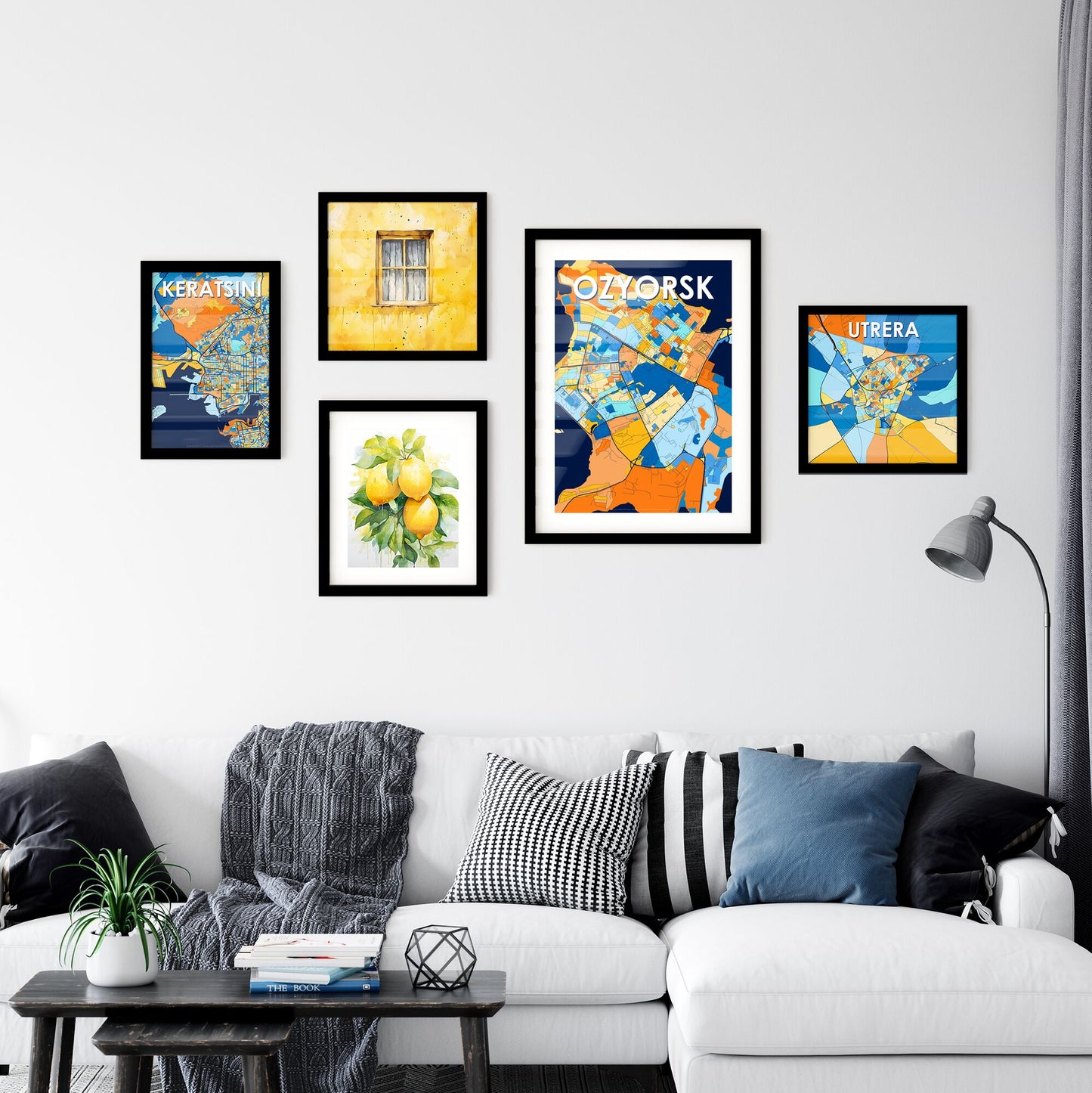 OZYORSK RUSSIA Vibrant Colorful Art Map Poster Blue Orange