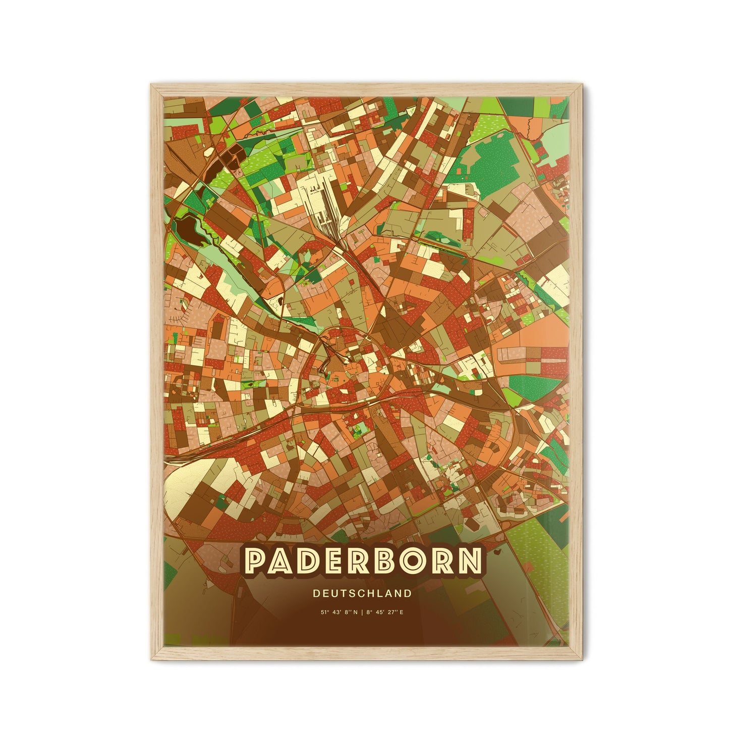 Colorful Paderborn Germany Fine Art Map Farmhouse