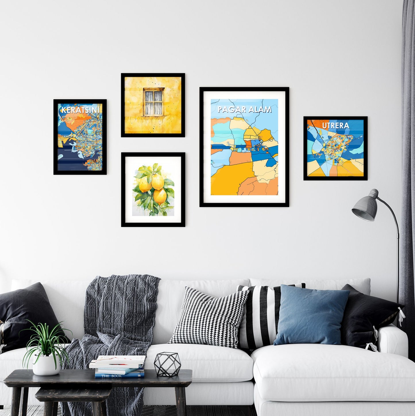 PAGAR ALAM INDONESIA Vibrant Colorful Art Map Poster Blue Orange
