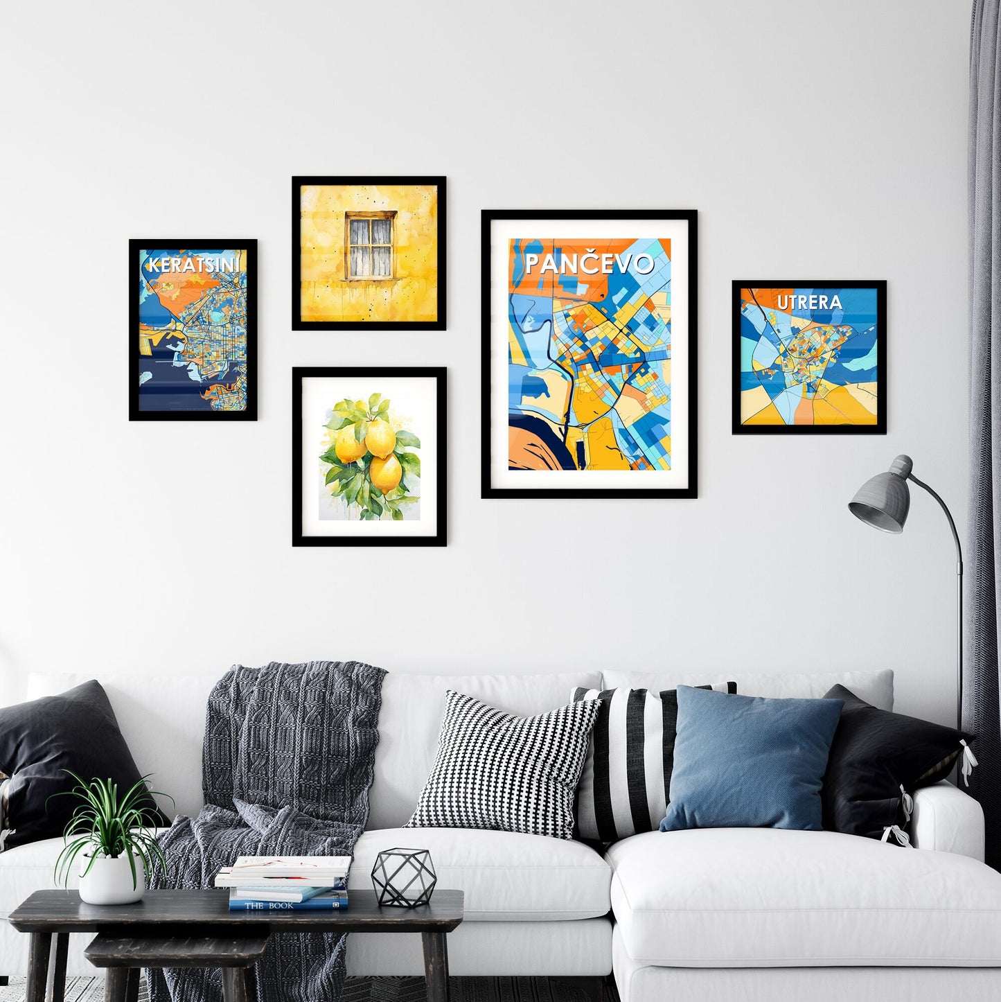PANČEVO SERBIA Vibrant Colorful Art Map Poster Blue Orange
