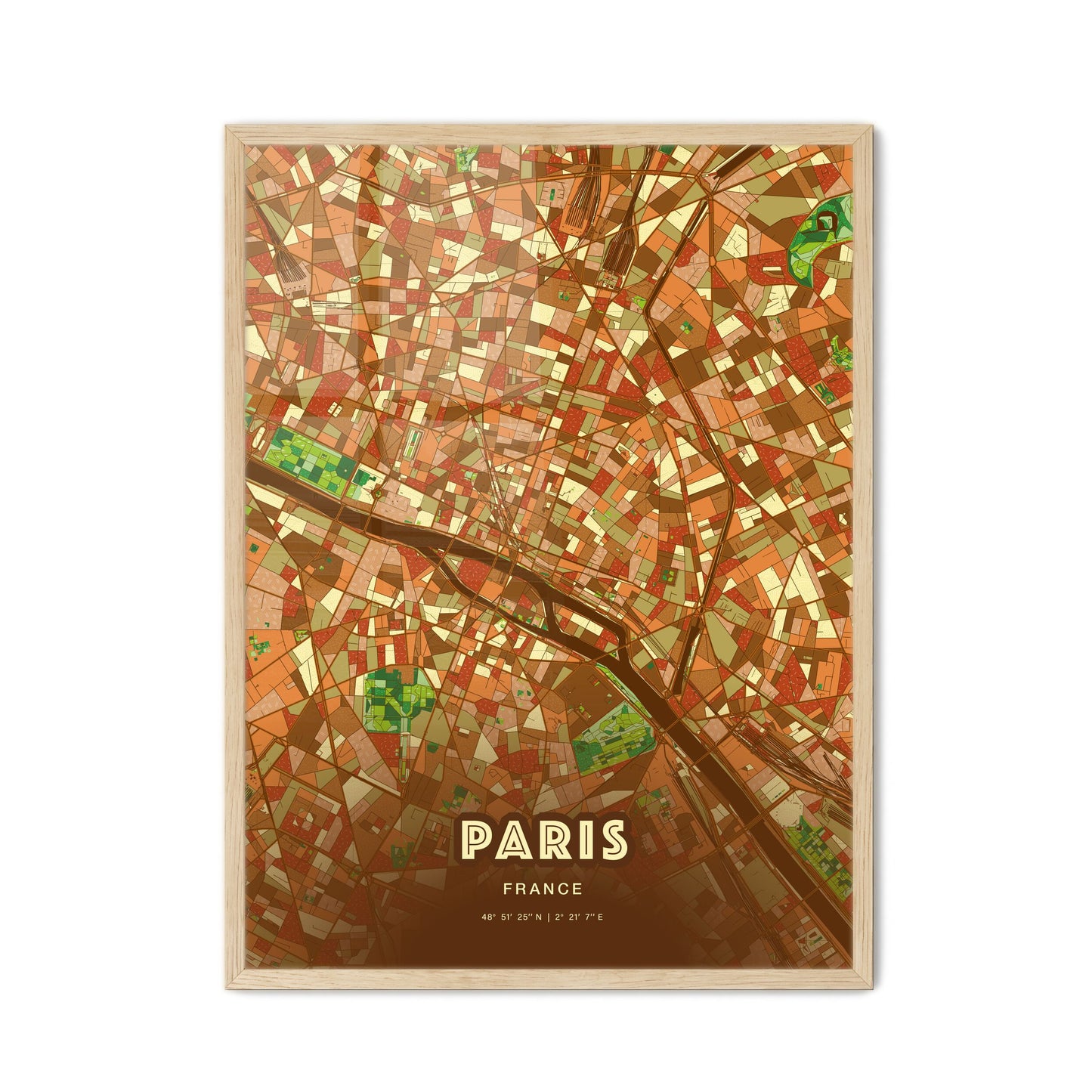 Colorful Paris France Fine Art Map Farmhouse