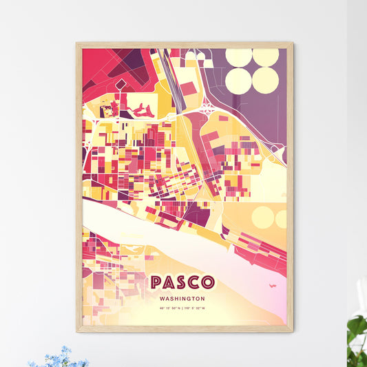 Colorful Pasco Washington Fine Art Map Hot Red