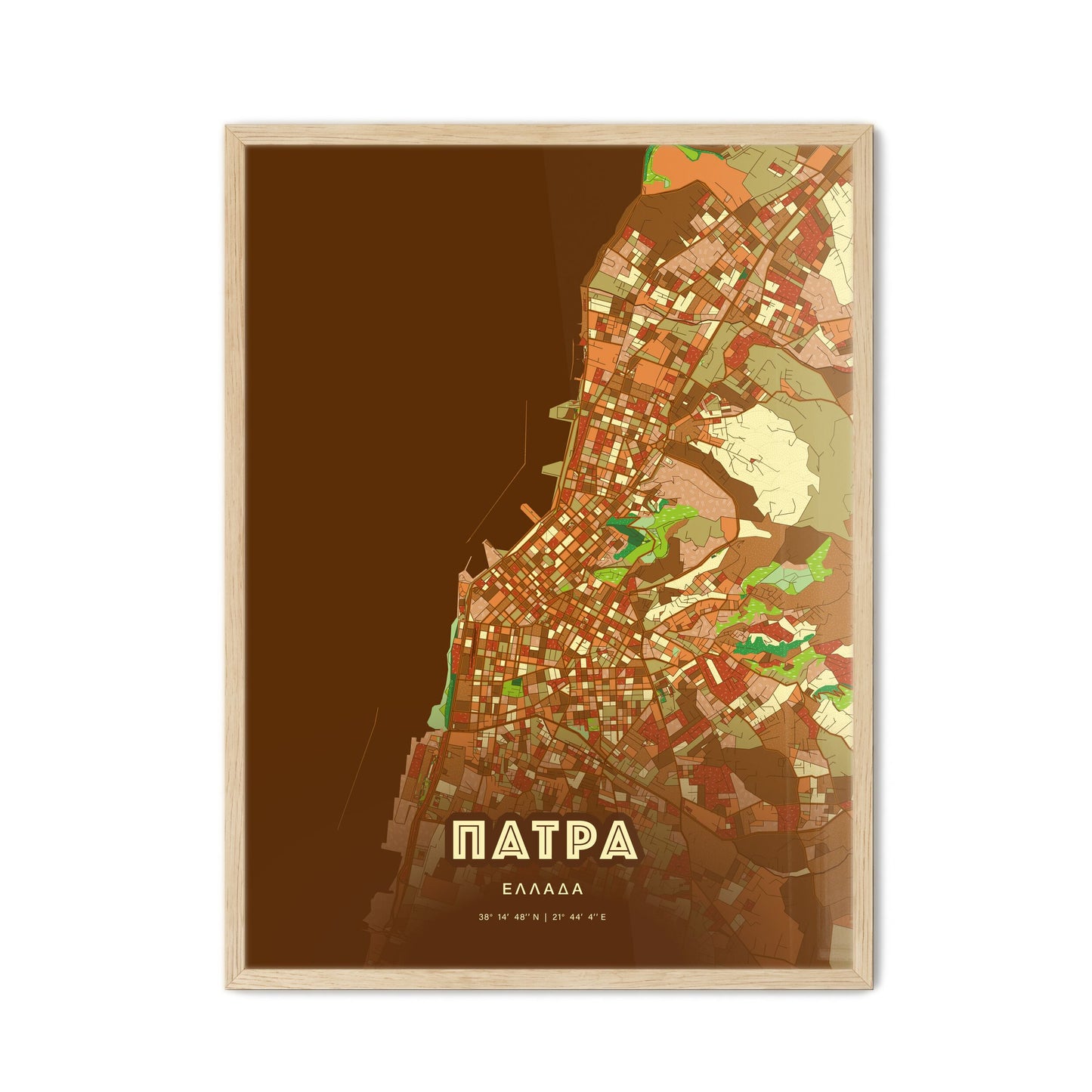 Colorful Patras Greece Fine Art Map Farmhouse