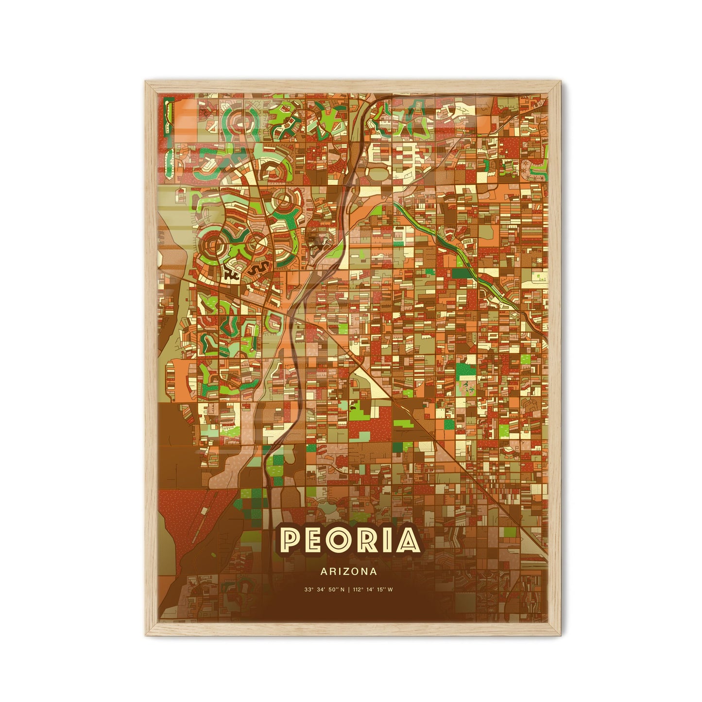 Colorful Peoria Arizona Fine Art Map Farmhouse