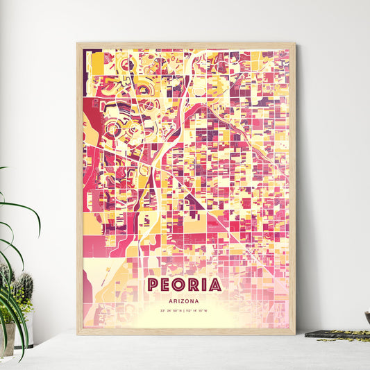 Colorful Peoria Arizona Fine Art Map Hot Red
