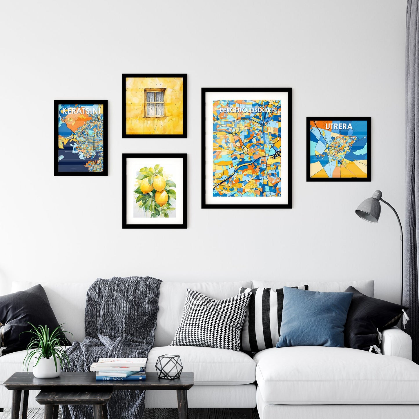 PERCHTOLDSDORF AUSTRIA Vibrant Colorful Art Map Poster Blue Orange