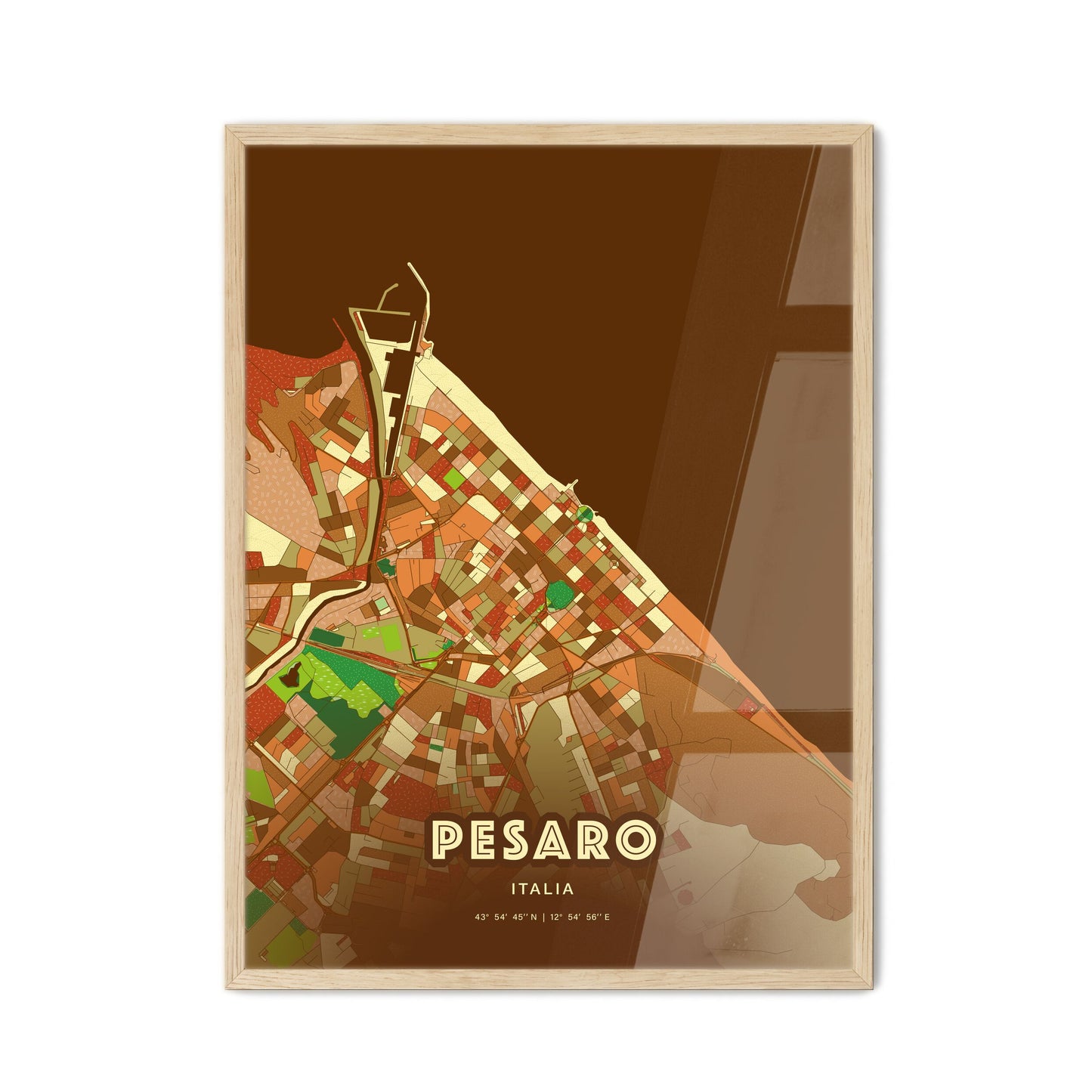 Colorful Pesaro Italy Fine Art Map Farmhouse
